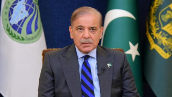 FILE PHOTO: Pakistan&#039;s Prime Minister Shehbaz Sharif, addresses the 23rd Shanghai Cooperation Organization (SCO) Summit, hosted virtually by India, in Islamabad, Pakistan 4 July 2023. Photo: Reuters