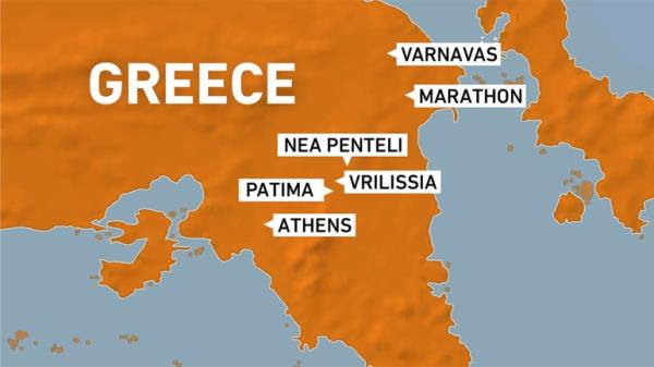 Greece wildfires map